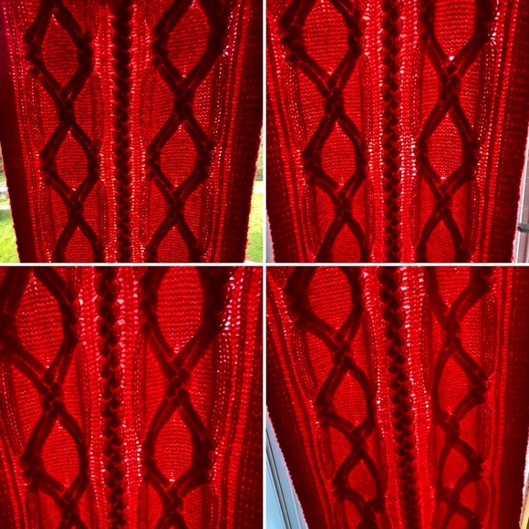 🧶Oversized Thick Soft Coral-Red Cable Knit Wool Blend Scarf | J. Crew 15” x 78” - Picture 14 of 17